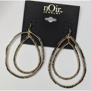 nOir Gold Bead Double Hoop Earrings